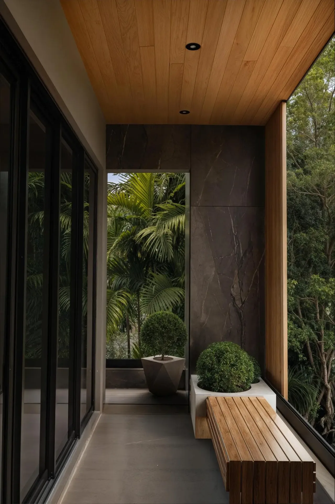 Architectural exterior with premium wood cladding