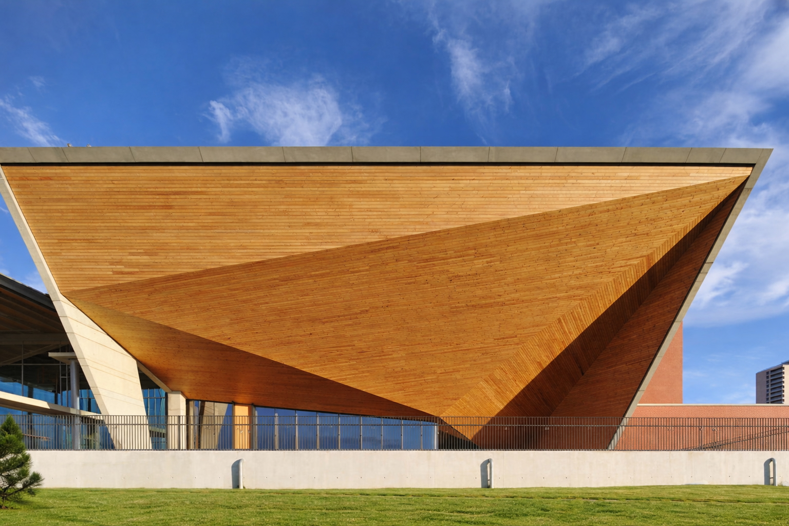 Thermally modified Scandinavian Pine cladding on a modern architectural structure